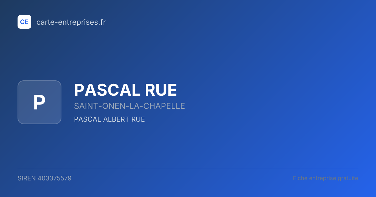 PASCAL RUE — 403375579 — fiche entreprise