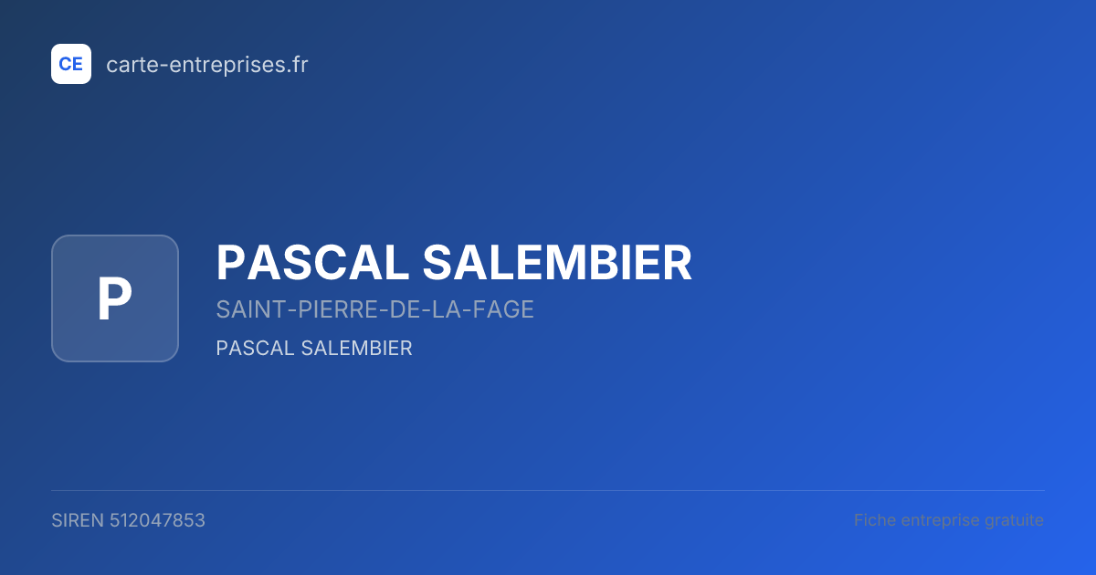 PASCAL SALEMBIER — 512047853 — fiche entreprise