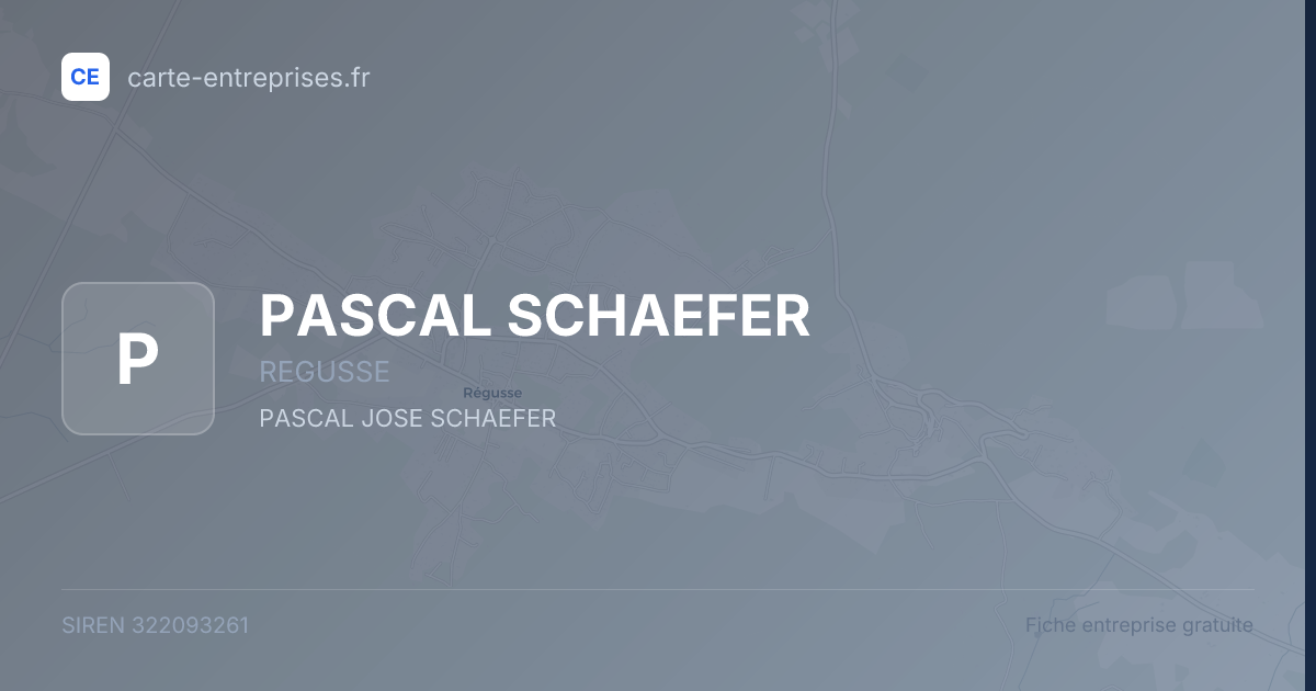 PASCAL SCHAEFER — 322093261 — fiche entreprise
