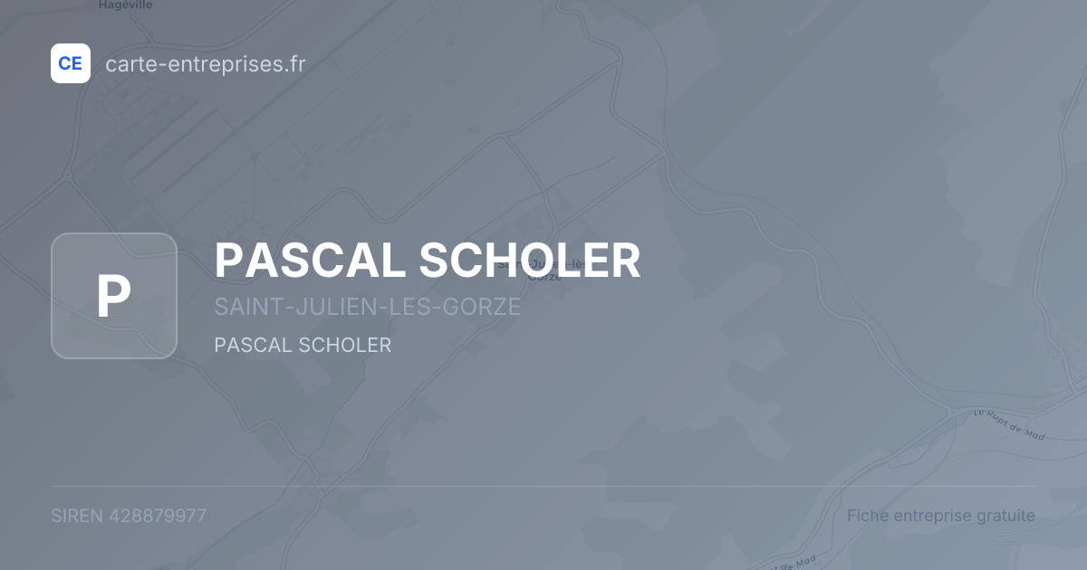 PASCAL SCHOLER — 428879977 — fiche entreprise