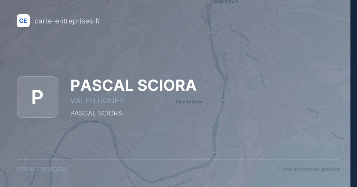 PASCAL SCIORA — 778353656 — fiche entreprise