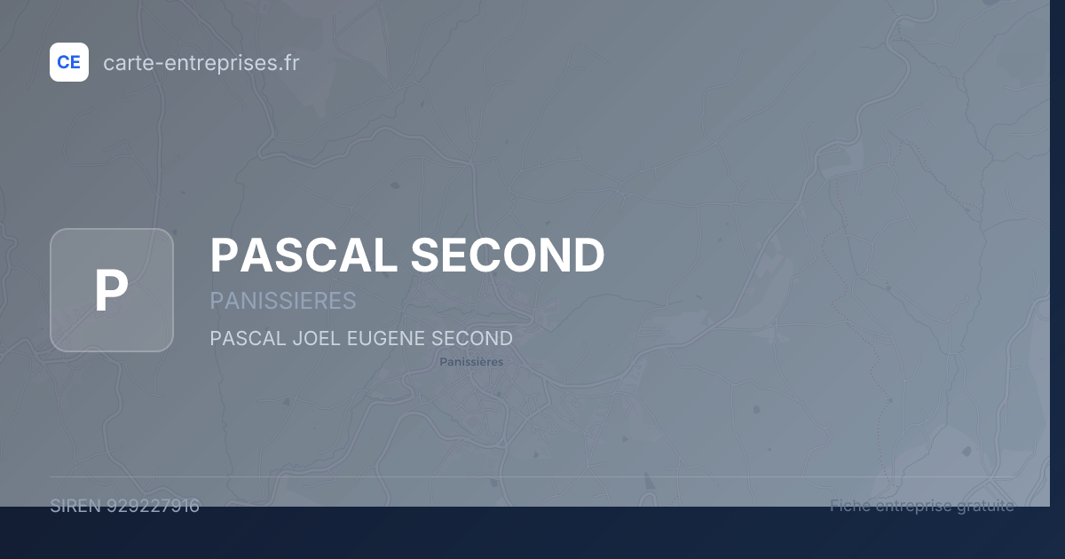 PASCAL SECOND — 929227916 — fiche entreprise