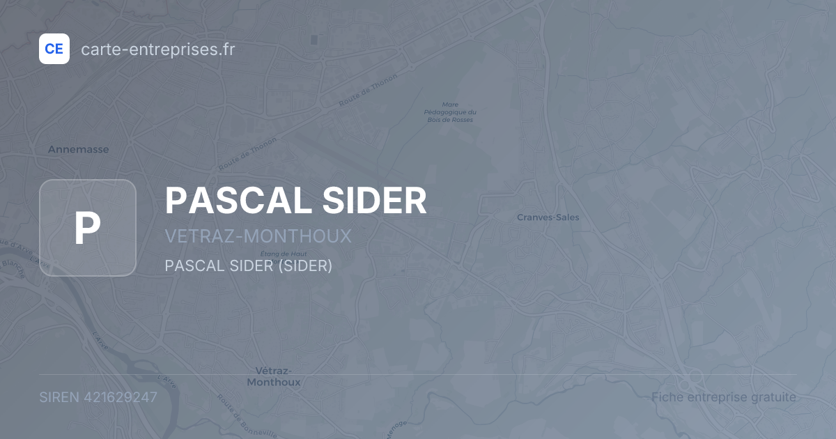 PASCAL SIDER — 421629247 — fiche entreprise