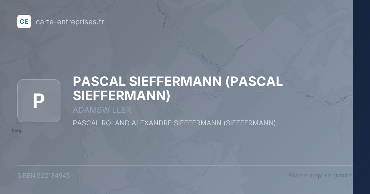 PASCAL SIEFFERMANN — 922134945 — fiche entreprise