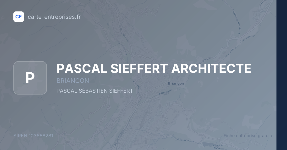 PASCAL SIEFFERT ARCHITECTE — 103668281 — fiche entreprise