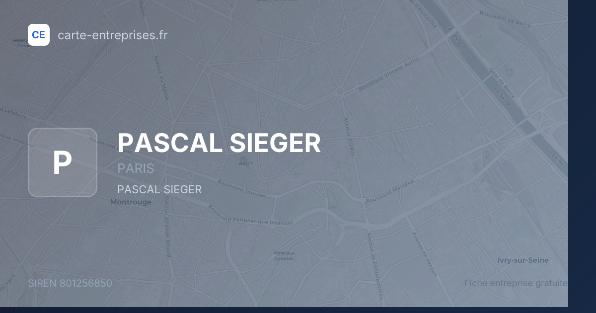 PASCAL SIEGER — 801256850 — fiche entreprise