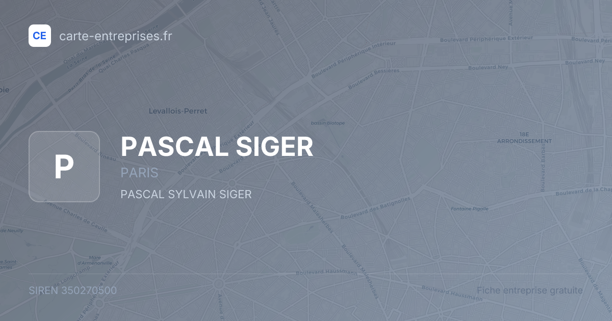 PASCAL SIGER — 350270500 — fiche entreprise