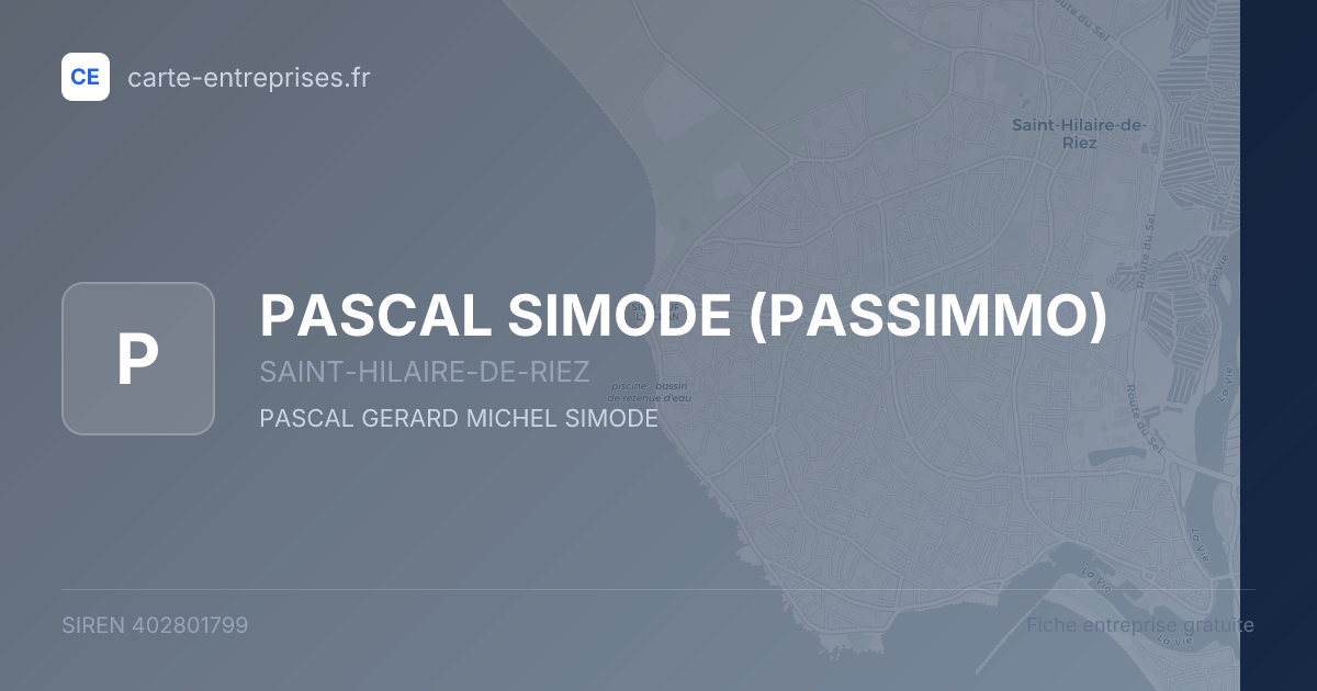 PASCAL SIMODE (PASSIMMO) — 402801799 — fiche entreprise