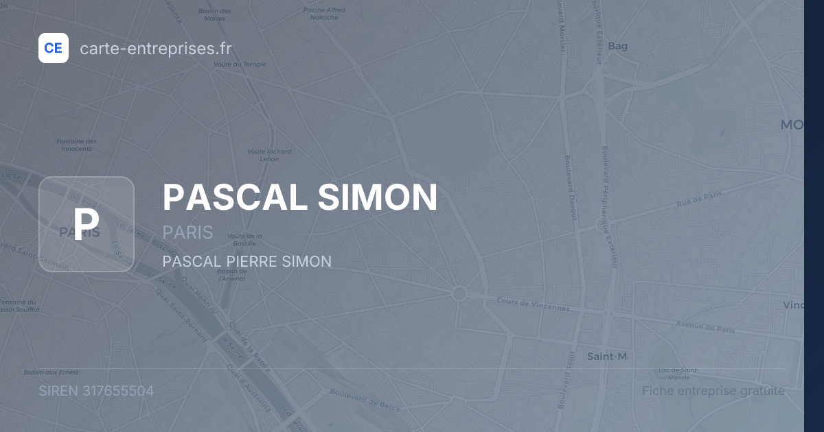 PASCAL SIMON — 317655504 — fiche entreprise