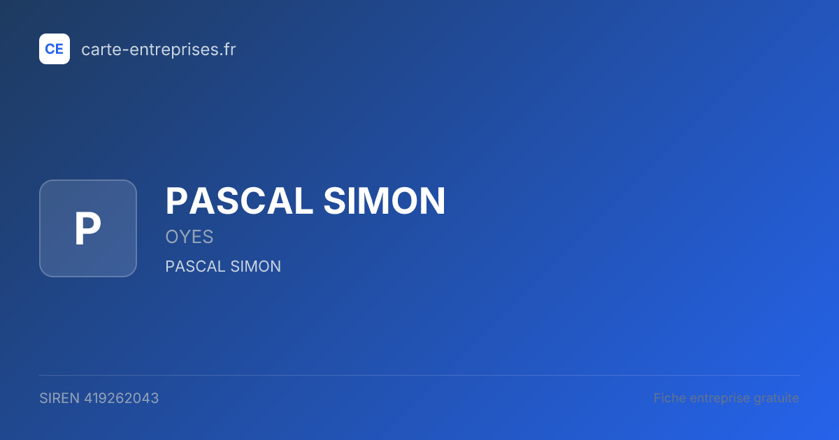 PASCAL SIMON — 419262043 — fiche entreprise