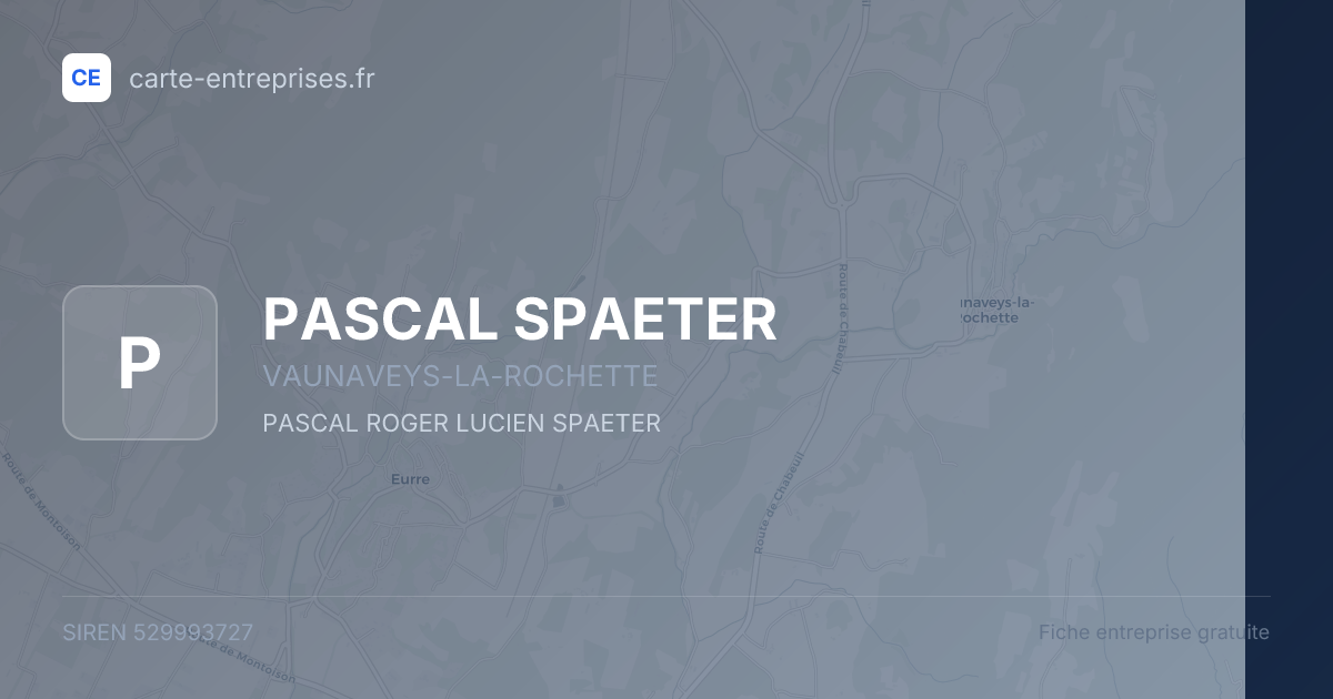 PASCAL SPAETER — 529993727 — fiche entreprise