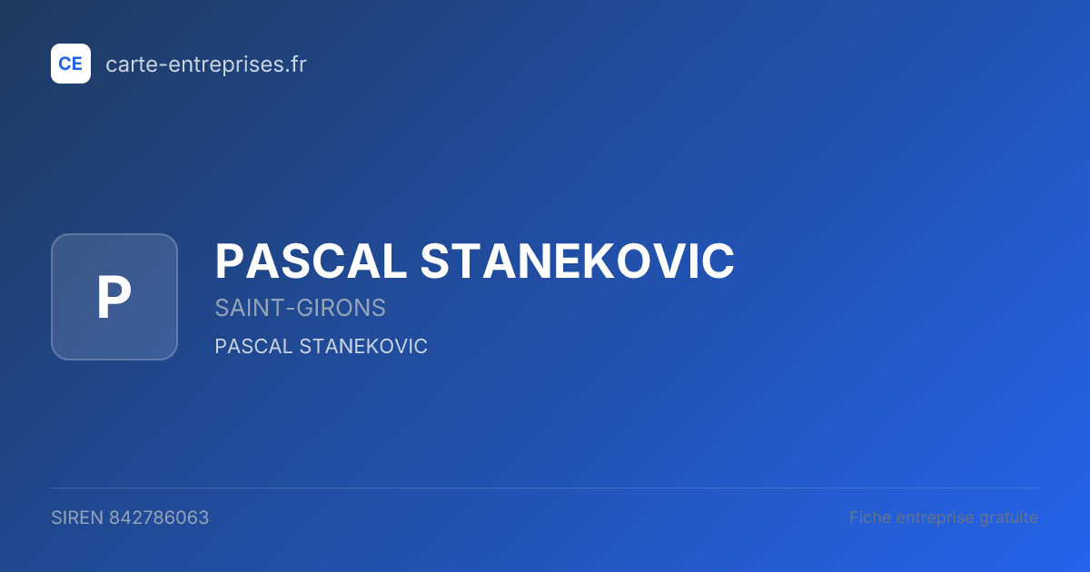 PASCAL STANEKOVIC — 842786063 — fiche entreprise