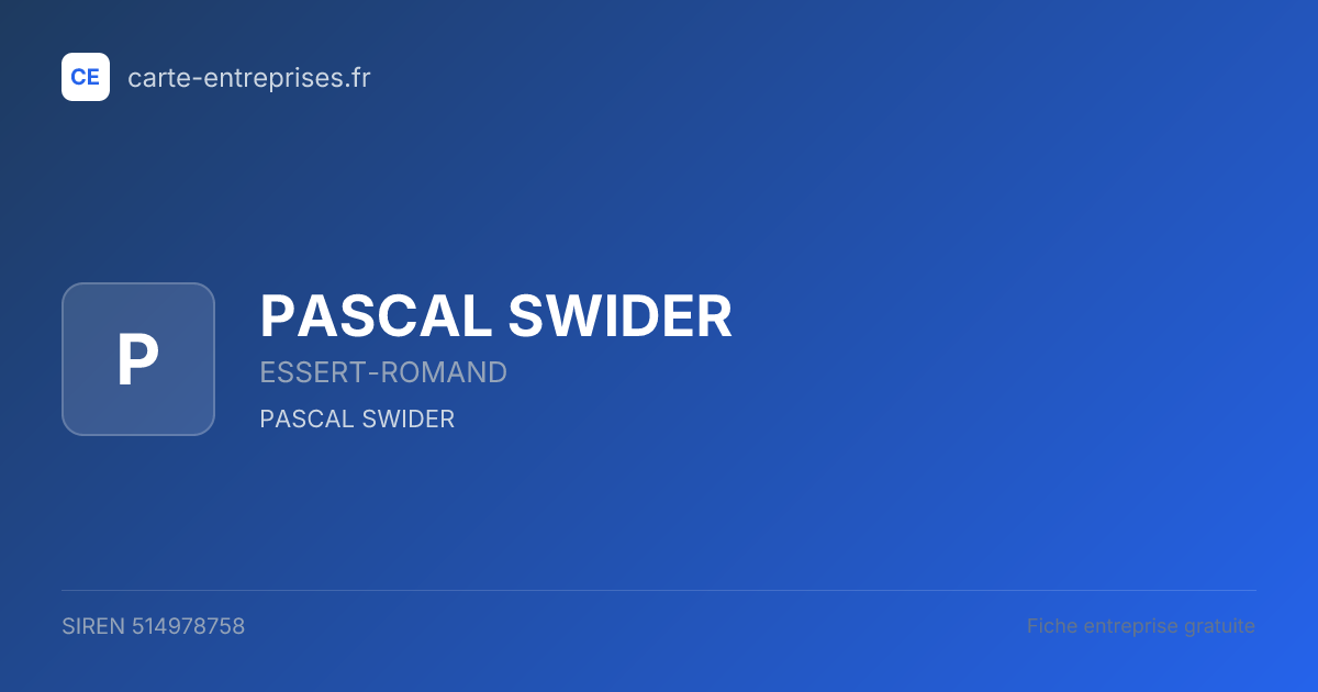 PASCAL SWIDER — 514978758 — fiche entreprise