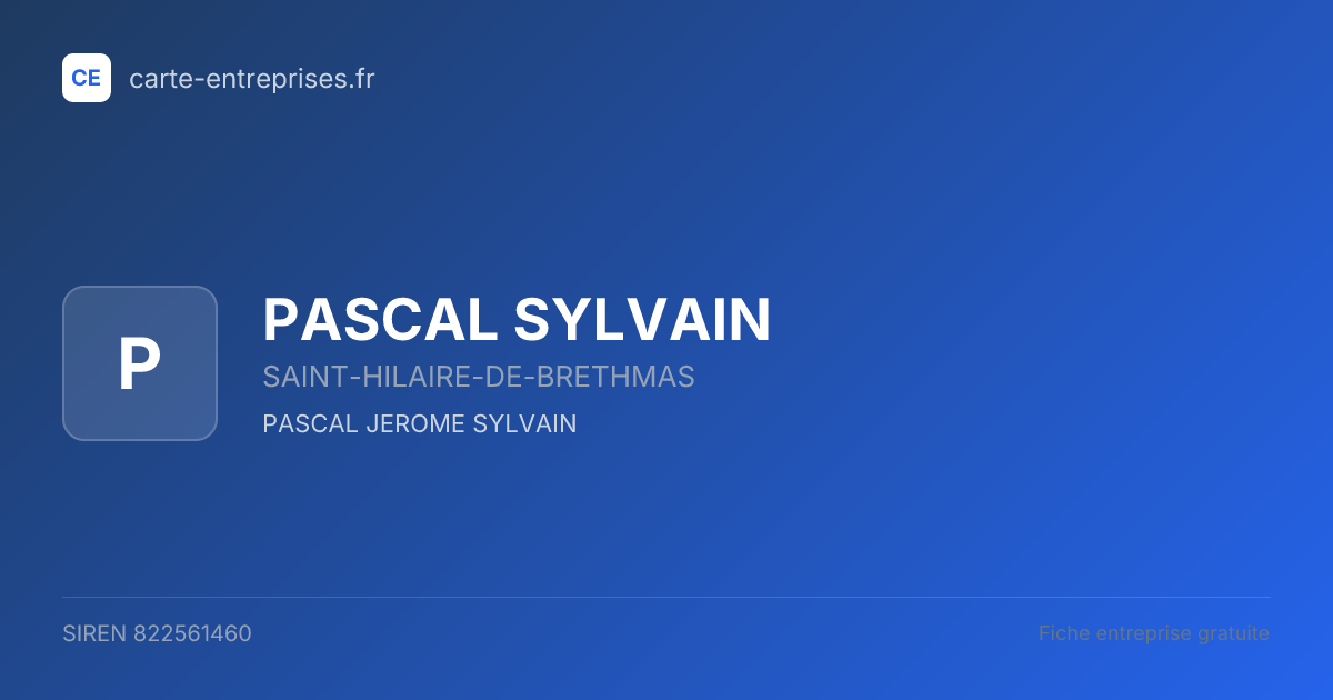 PASCAL SYLVAIN — 822561460 — fiche entreprise