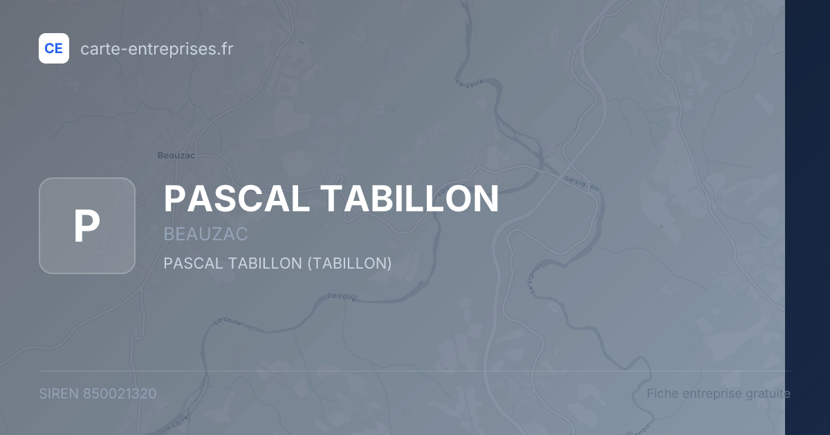 PASCAL TABILLON — 850021320 — fiche entreprise