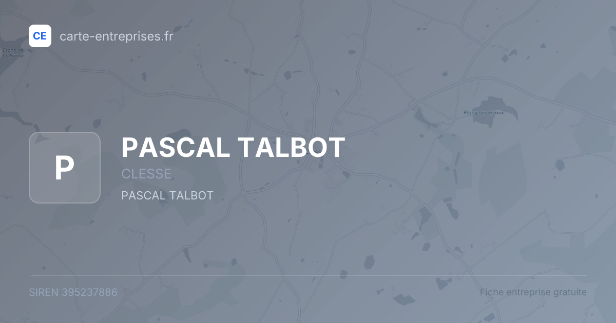 PASCAL TALBOT — 395237886 — fiche entreprise