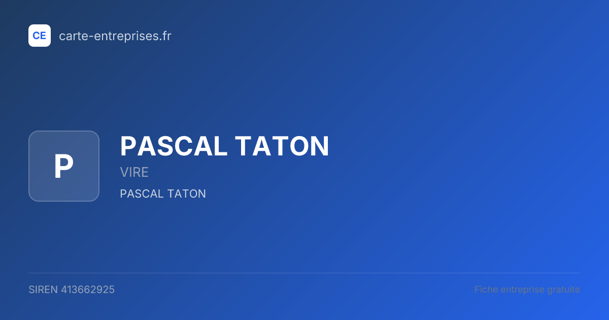 PASCAL TATON — 413662925 — fiche entreprise