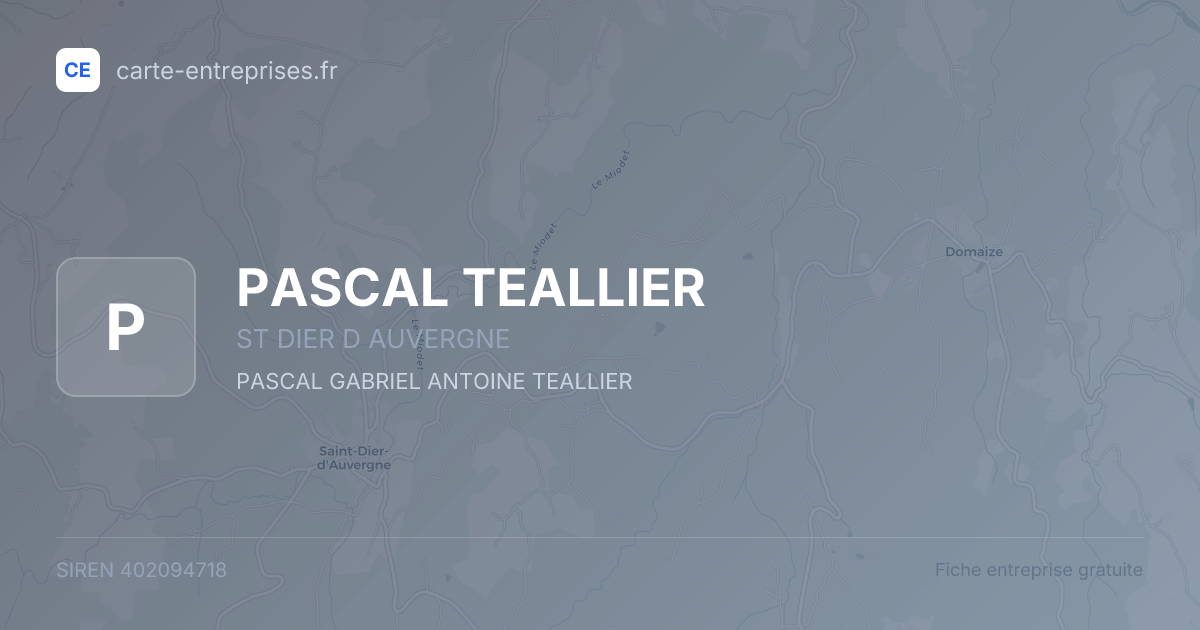 PASCAL TEALLIER — 402094718 — fiche entreprise