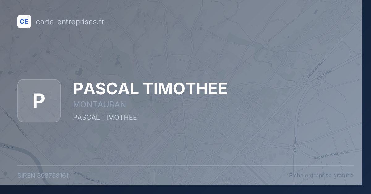 PASCAL TIMOTHEE — 398738161 — fiche entreprise