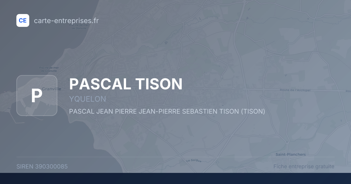 PASCAL TISON — 390300085 — fiche entreprise