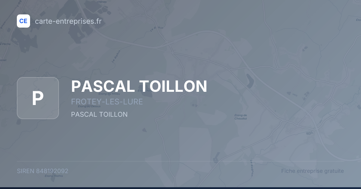 PASCAL TOILLON — 848192092 — fiche entreprise