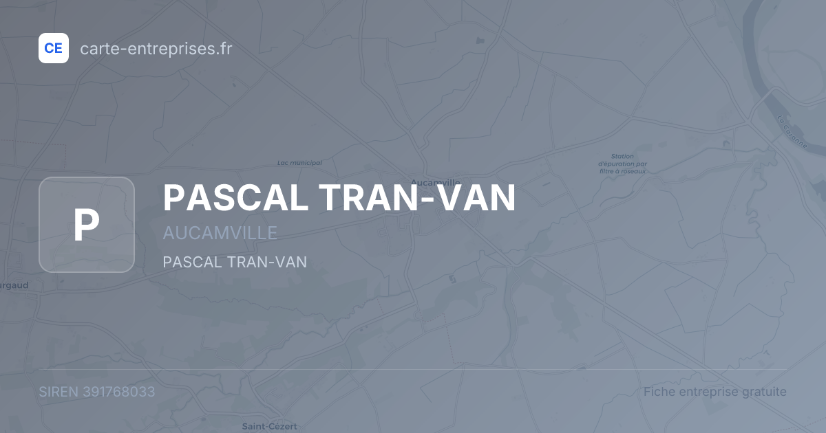 PASCAL TRAN-VAN — 391768033 — fiche entreprise