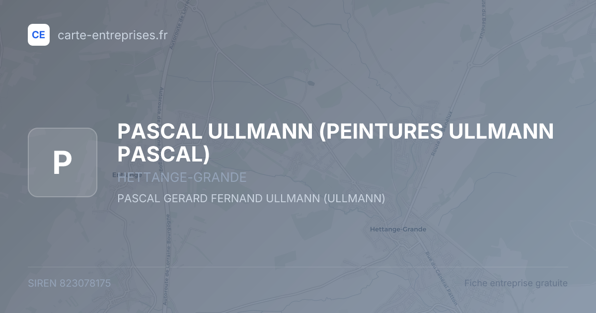 PASCAL ULLMANN (PEINTURES ULLMANN PASCAL) — 823078175 — fiche entreprise