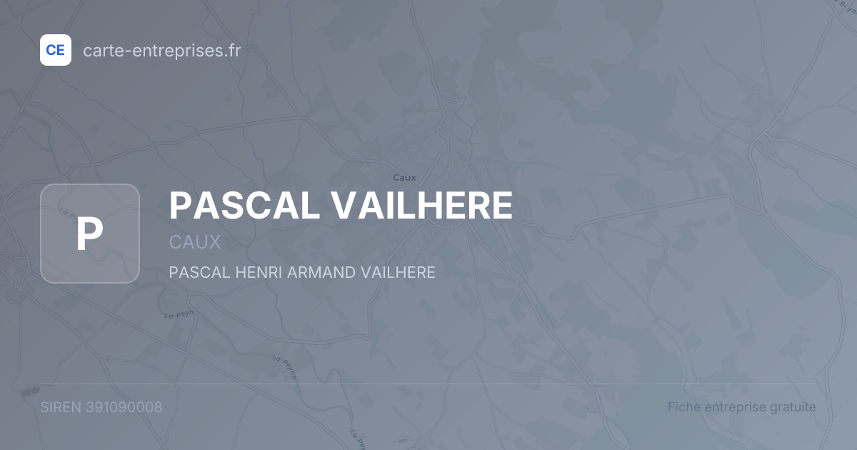 PASCAL VAILHERE — 391090008 — fiche entreprise