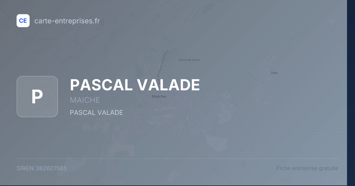 PASCAL VALADE — 382601565 — fiche entreprise