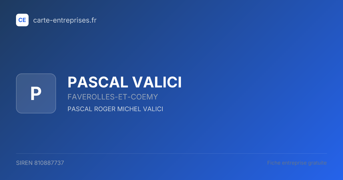 PASCAL VALICI — 810887737 — fiche entreprise