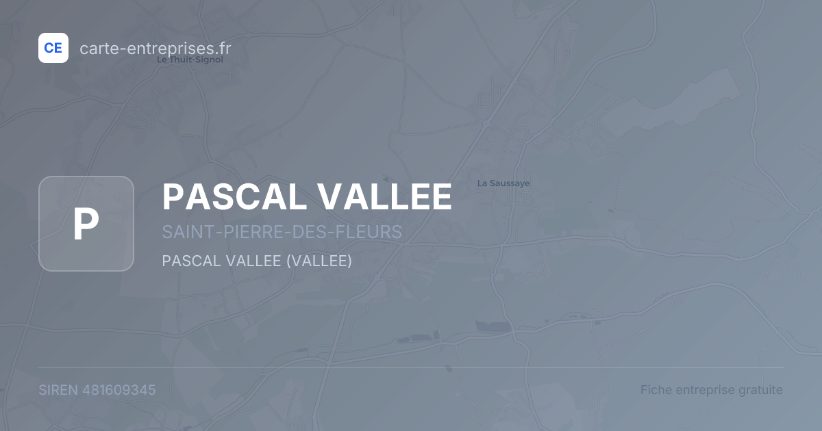 PASCAL VALLEE — 481609345 — fiche entreprise