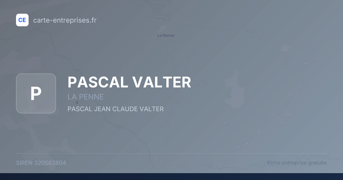 PASCAL VALTER — 320562804 — fiche entreprise