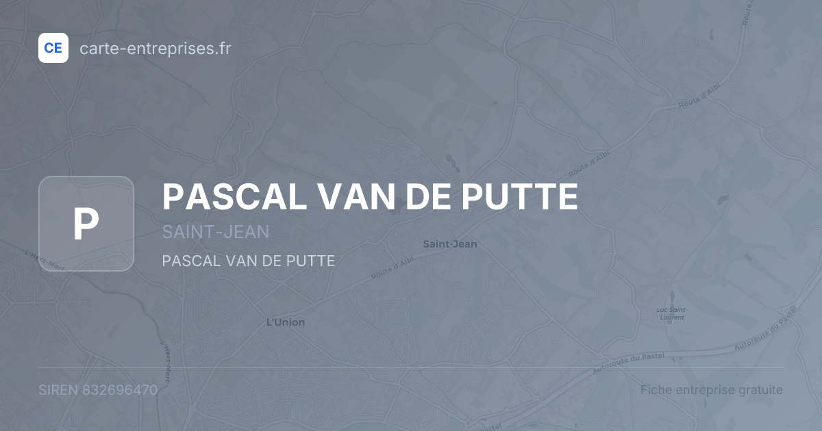 PASCAL VAN DE PUTTE — 832696470 — fiche entreprise