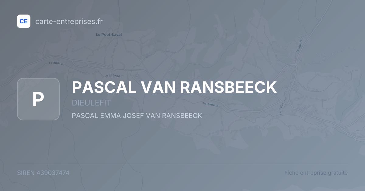PASCAL VAN RANSBEECK — 439037474 — fiche entreprise