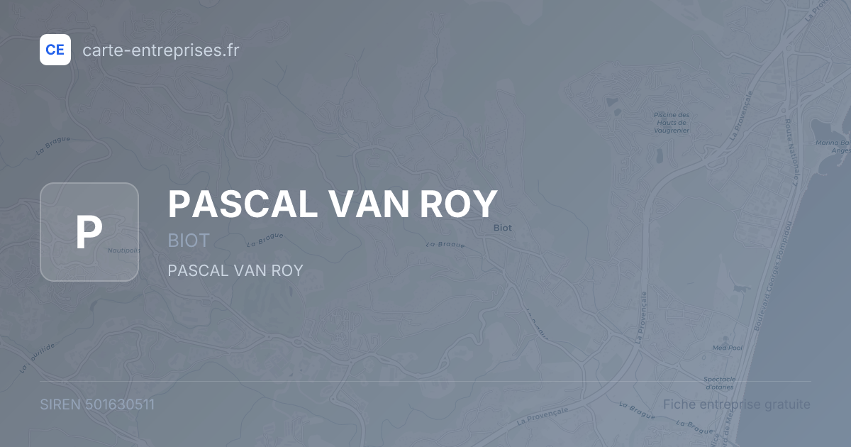 PASCAL VAN ROY — 501630511 — fiche entreprise