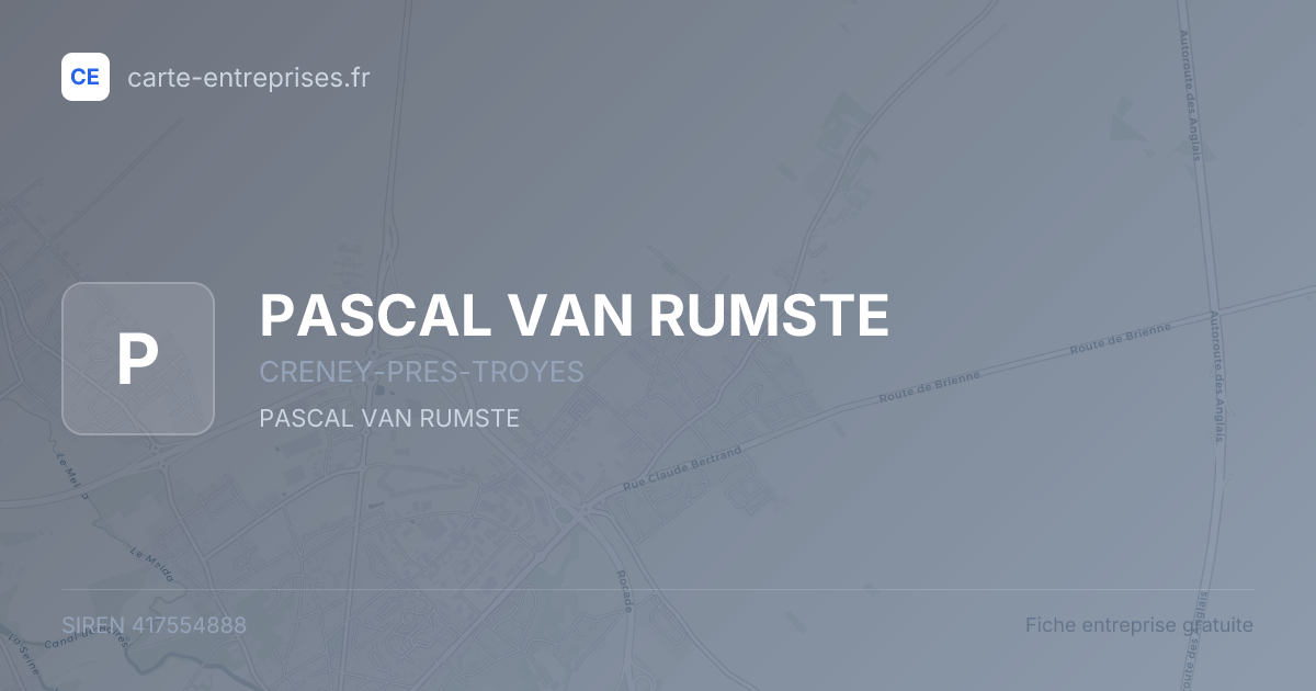 PASCAL VAN RUMSTE — 417554888 — fiche entreprise