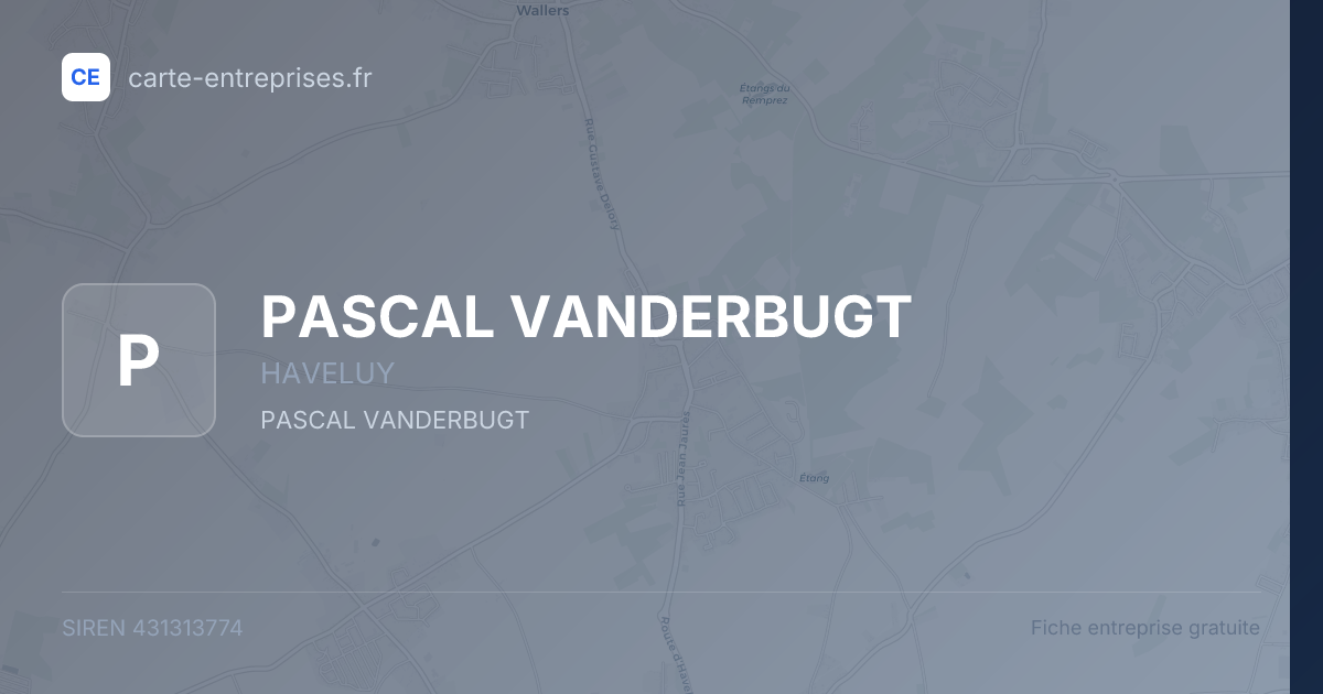 PASCAL VANDERBUGT — 431313774 — fiche entreprise