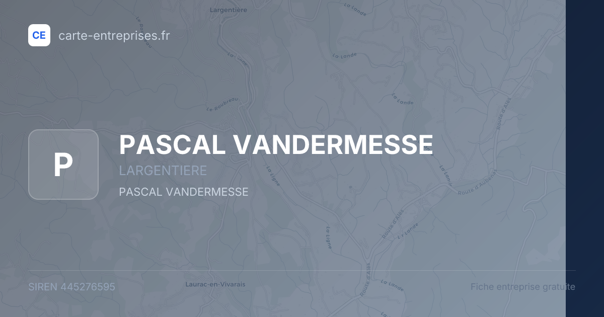 PASCAL VANDERMESSE — 445276595 — fiche entreprise