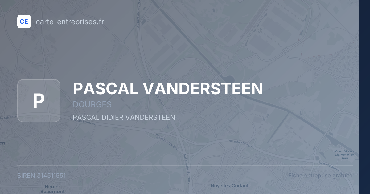 PASCAL VANDERSTEEN — 314511551 — fiche entreprise