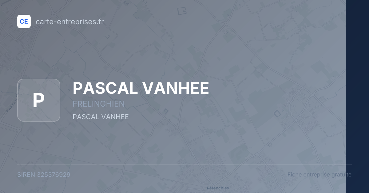 PASCAL VANHEE — 325376929 — fiche entreprise