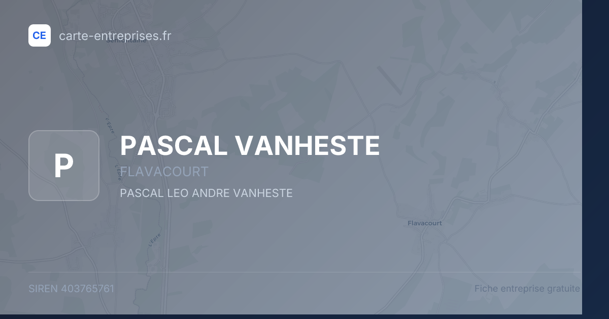 PASCAL VANHESTE — 403765761 — fiche entreprise