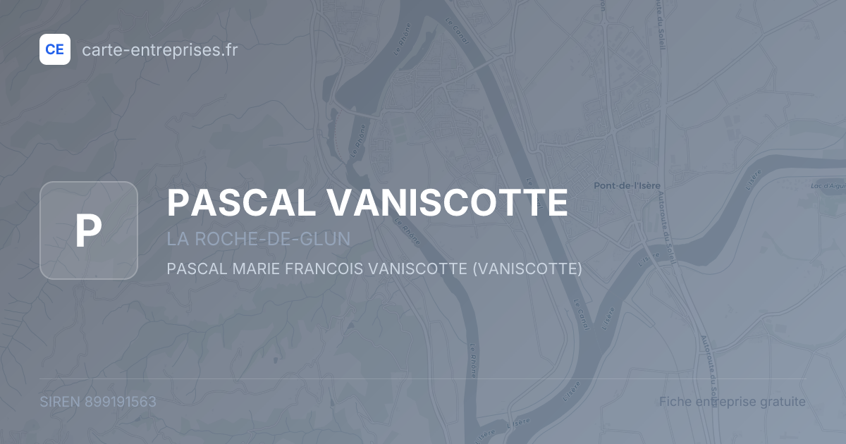 PASCAL VANISCOTTE — 899191563 — fiche entreprise