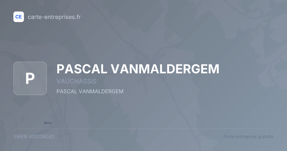 PASCAL VANMALDERGEM — 403139082 — fiche entreprise