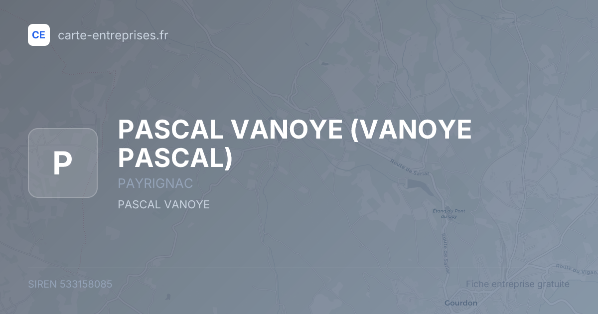 PASCAL VANOYE (VANOYE PASCAL) — 533158085 — fiche entreprise