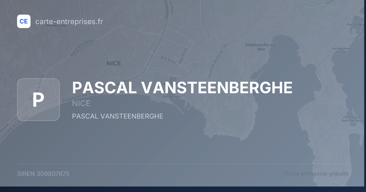 PASCAL VANSTEENBERGHE — 309807675 — fiche entreprise