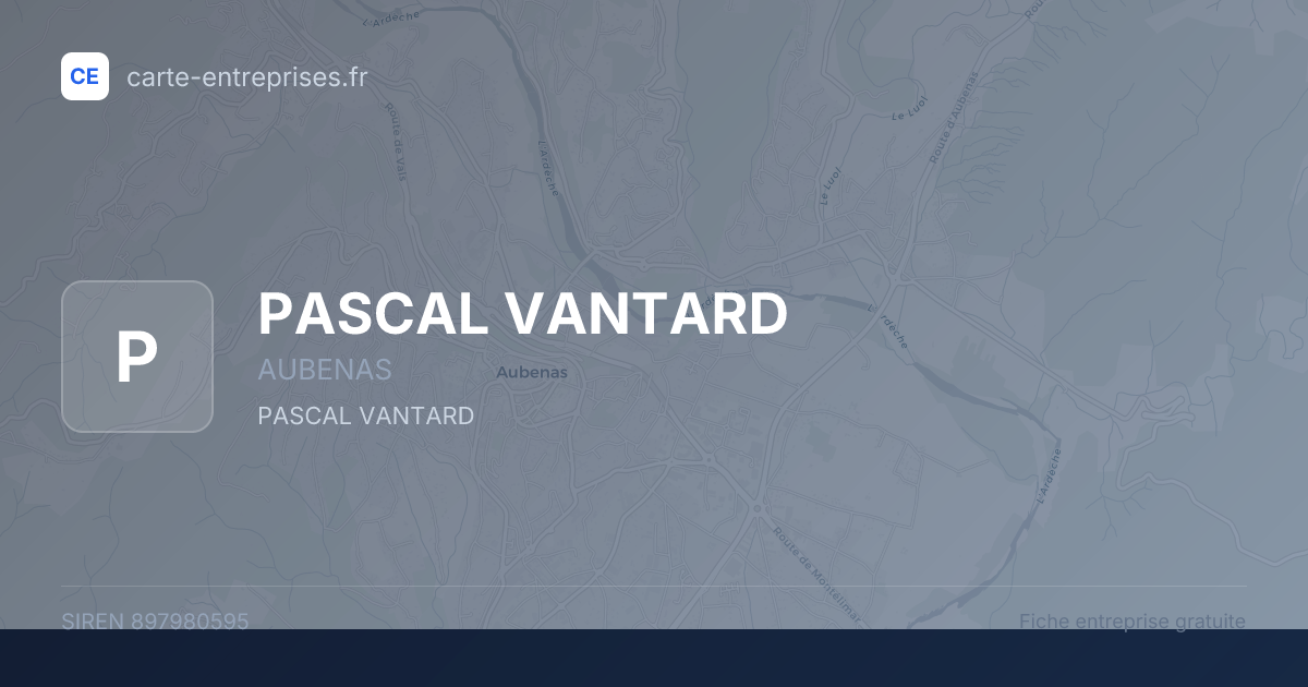 PASCAL VANTARD — 897980595 — fiche entreprise