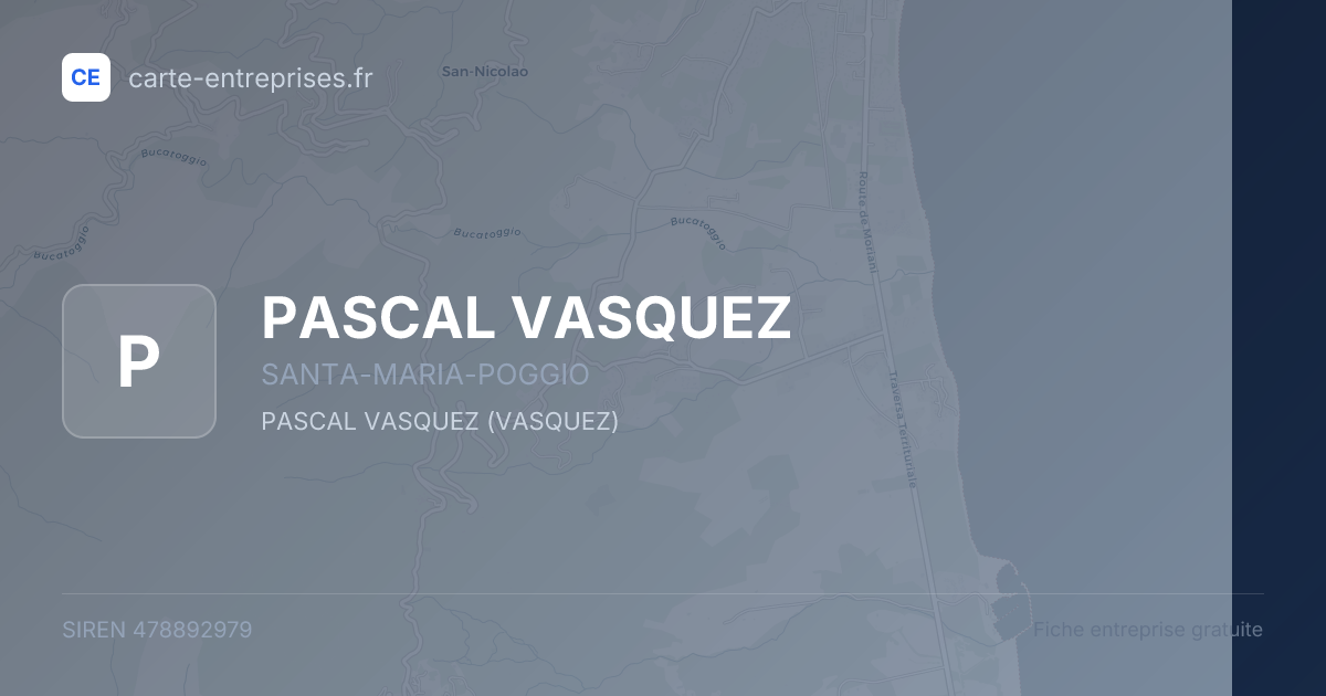 PASCAL VASQUEZ — 478892979 — fiche entreprise
