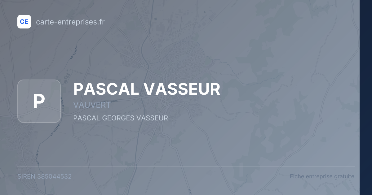 PASCAL VASSEUR — 385044532 — fiche entreprise