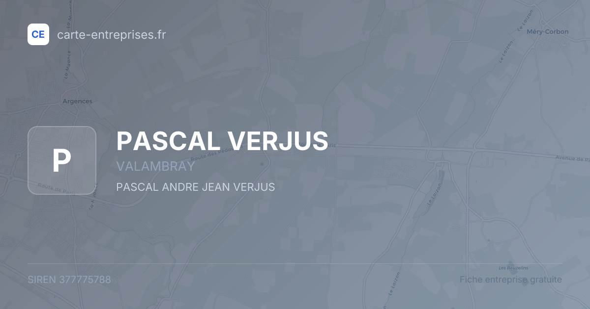 PASCAL VERJUS — 377775788 — fiche entreprise