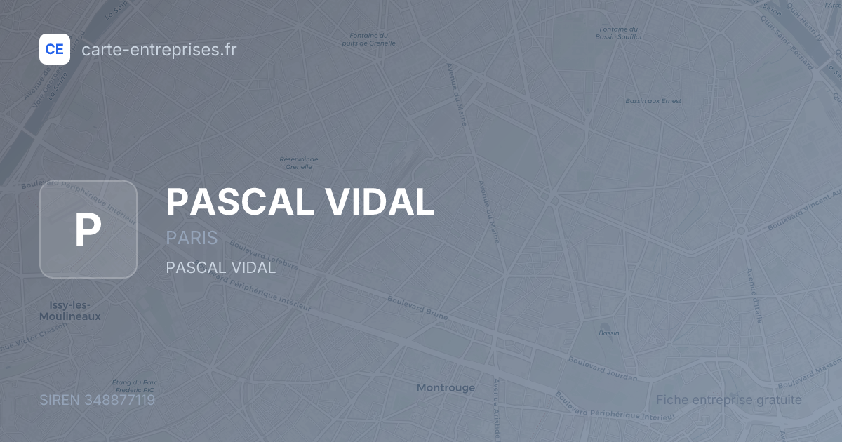 PASCAL VIDAL — 348877119 — fiche entreprise
